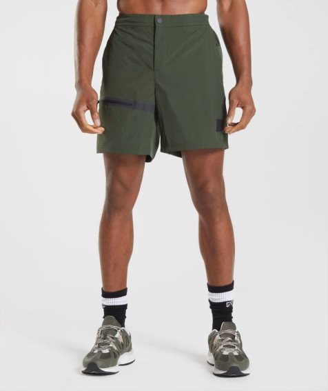 Men's Gymshark Retake Woven 7" Shorts Olive | CA A68350